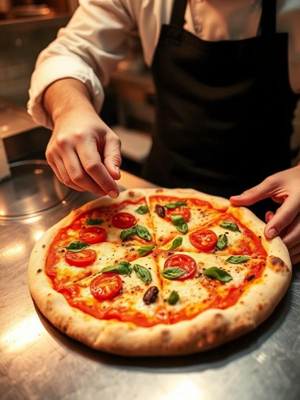 Chef adding toppings